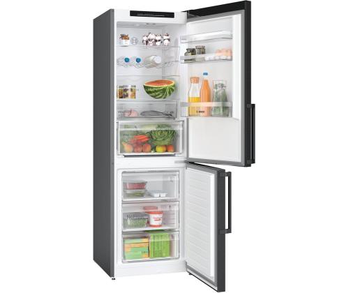 Bosch, NoFrost, 321 L, korkeus 186 cm, musta ruostumaton teräs - Jääkaappi
