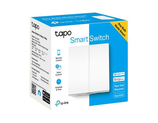 TP-Link Tapo S220, 2-kanavainen, 1-suuntainen, valkoinen - Älykäs valokytkin