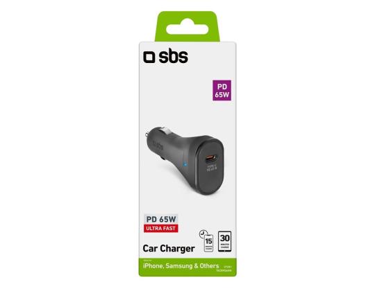 SBS, USB-C, 65 W, musta - Autolaturi