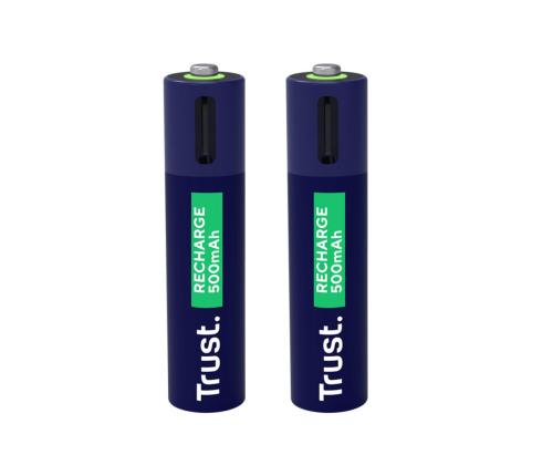 Trust USB-C ladattavat AAA-paristot, 2 kpl - Ladattavat paristot ja akut