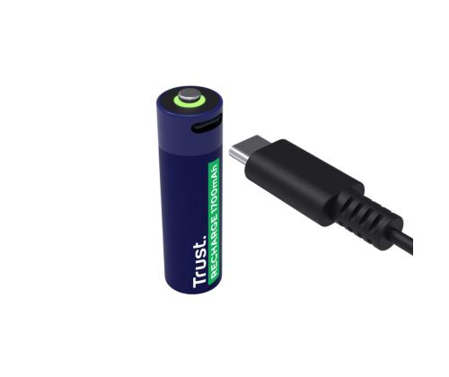 Trust USB-C ladattavat AA-paristot, 4-pack - Ladattavat paristot ja akut