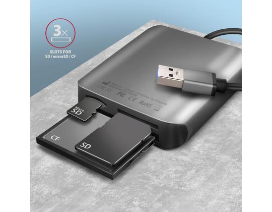 AXAGON CRE-S3 SuperSpeed USB-A UHS-II -lukija, tummanharmaa - Muistikortinlukija
