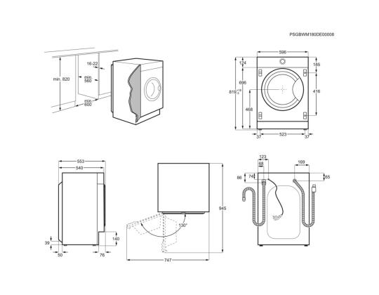 Integroitu pesukone-kuivausrumpu ELECTROLUX (8 kg / 4 kg)