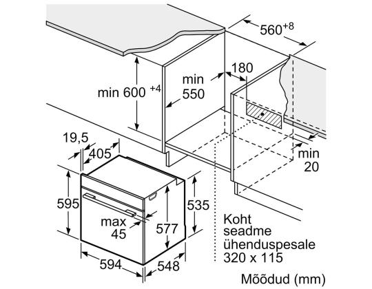 Bosch, Series 8, pyrolyyttinen puhdistus, 71 L, valkoinen - Integroitu uuni