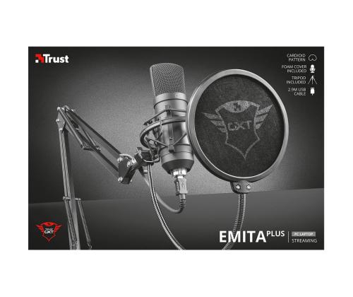 Trust Emita Plus, USB, must - Mikrofon