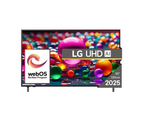 LG UHD AI UA75, 55'', 4K UHD, LED LCD, musta - Televisio