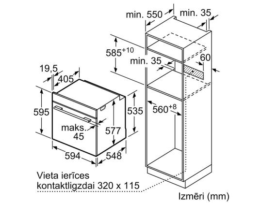 Bosch, Series 8, pyrolyyttinen puhdistus, 71 L, valkoinen - Integroitu uuni