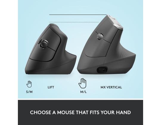 Logitech Lift Vertical Ergonomic Mouse, äänetön, vaaleanpunainen - Langaton optinen hiiri