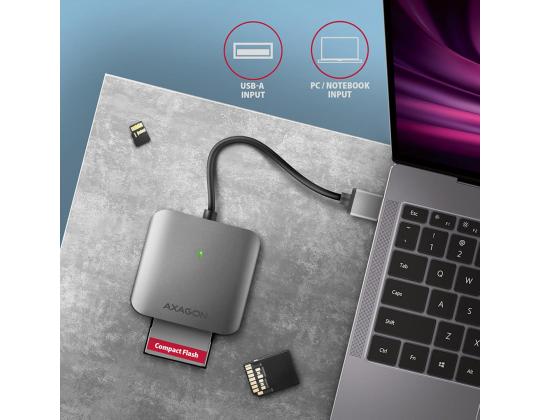 AXAGON CRE-S3 SuperSpeed USB-A UHS-II -lukija, tummanharmaa - Muistikortinlukija