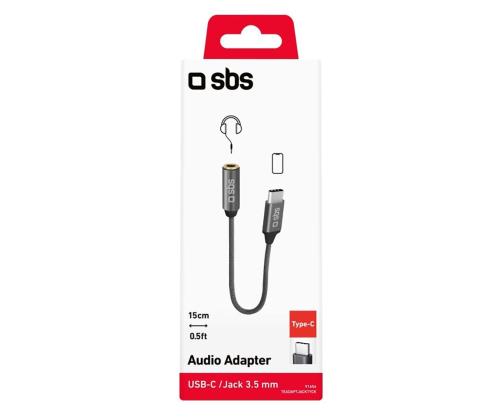 SBS, USB-C - 3,5 mm jakki, tummanharmaa - Sovitin