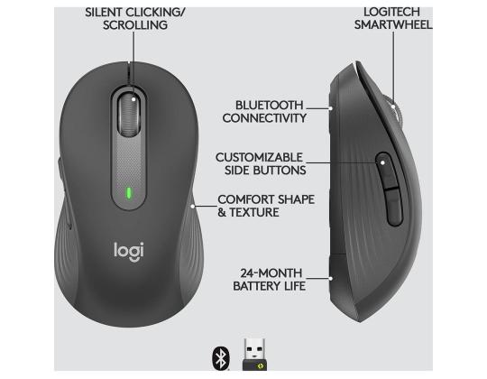 Logitech Signature M650, hiljainen, musta - Langaton optinen hiiri
