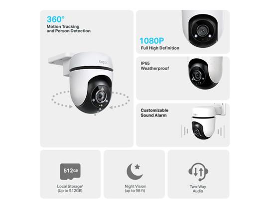 TP-Link Tapo C500, 1080p, 360°, WiFi, valkoinen/must - Väline turvakamera