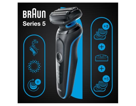 Braun Series 5 AutoSense Wet & Dry, musta/sininen - Parranajokone