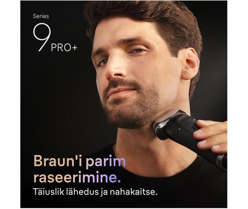 Braun Series 9 Pro+ Wet & Dry, 6-osainen SmartCare-keskus ja PowerCase-matkalaukku, tummanharmaa - Pardel