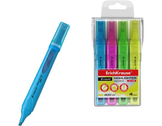 Tekstimerkki ERICH KRAUSE Liquid Visioline V-14, neon, sarja 4 kpl