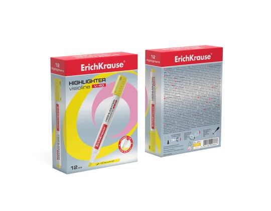 Tekstimerkki ERICH KRAUSE Visioline V-40, keltainen