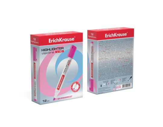 Tekstimerkki ERICH KRAUSE Visioline V-40, pinkki