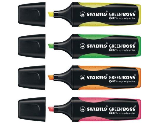 Sarja tekstimerkkejä STABILO Green Boss 4 väriä