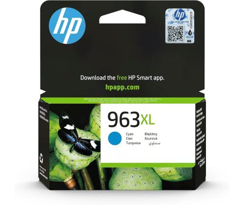HP 3JA27AE 963XL syaani muste, riittoisa, suuri tilavuus, 22,77 ml, 1600 sivua, OfficeJet Pro 9010 9012-9014 9015-9019 9020 9022 9023 9025 9028