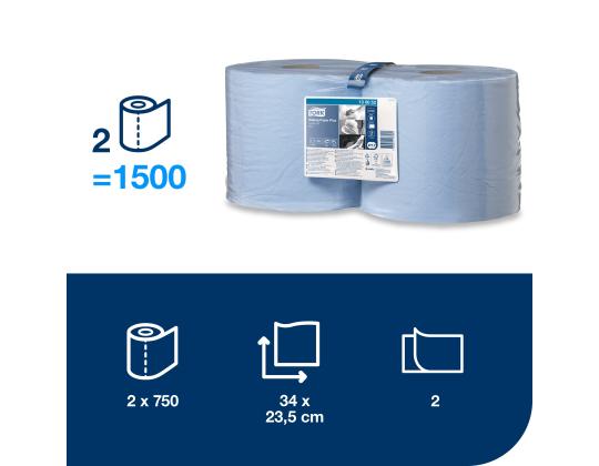 Teollisuuspaperi rullassa, TORK Advanced W1/W2 255m 2-layer blue (130052)