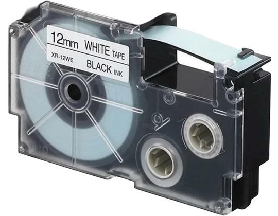 Tulostusteippi CASIO XR-12WE 12mm x 8m musta/valkoinen analoginen