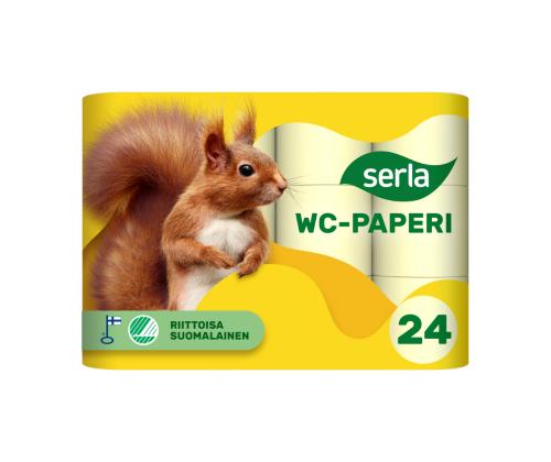 WC-paperia 3-kerroksinen SERLA Orava 24 rullaa keltainen
