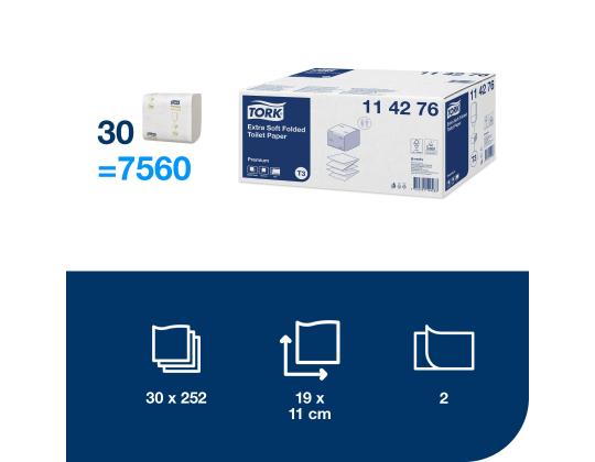 WC-paperi 2-kerroksinen TORK Extra Soft Premium T3 19x11cm 252 arkkia (114276)