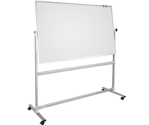 Valkotaulu pyörillä 2000x1200mm kaksipuolinen pyörivä akselin ympäri E3 keraaminen kiiltävä pinta 2x3