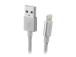 SBS Silver Metal Braided, USB-A - Lightning, hopea - kaapeli, hopea
