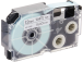 Tulostusteippi CASIO XR-12WE 12mm x 8m musta/valkoinen analoginen